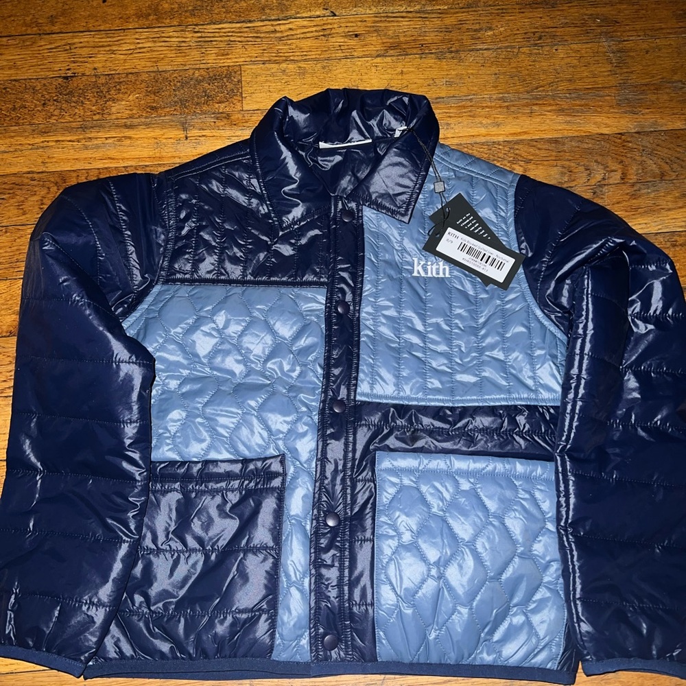 Kids blue blocked quilted liner jacket